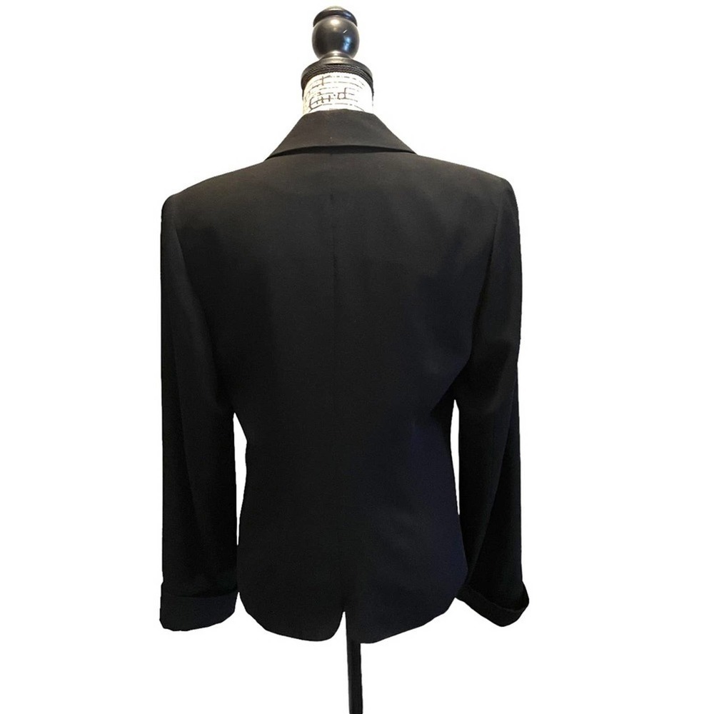 Henri Bendel Blazer Jacket Black Size 6 Tailored Vintage Roll Cuff sleeves - Picture 4 of 10